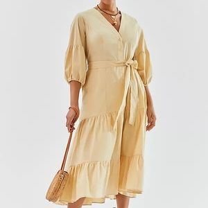 NWOT Anthropologie Maeve Puff-Sleeve MIDI Dress Z183-100